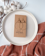 Load image into Gallery viewer, Leather & Brass Circle Earrings