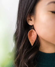 Load image into Gallery viewer, Distressed Leather Leaf Earrings Acorn Home + Apparel