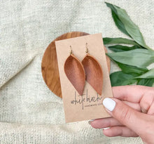 Load image into Gallery viewer, Distressed Leather Leaf Earrings Acorn Home + Apparel