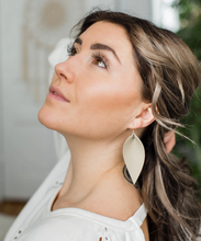 Load image into Gallery viewer, Distressed Leather Leaf Earrings