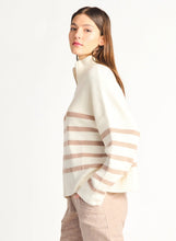 Load image into Gallery viewer, Cream Stripe Half Zip Acorn Home + Apparel