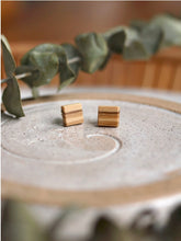 Load image into Gallery viewer, Olivewood Square Stud Earrings