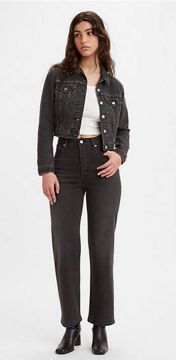Levi's Ribcage straight ankle just a sec, washed black jean.