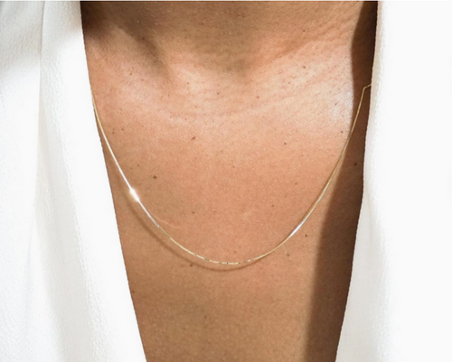 Gold filled box chain 18 inch necklace Canada.
