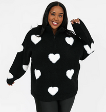 Load image into Gallery viewer, Smash + Tess Galentine&#39;s sweater pullover black and white.
