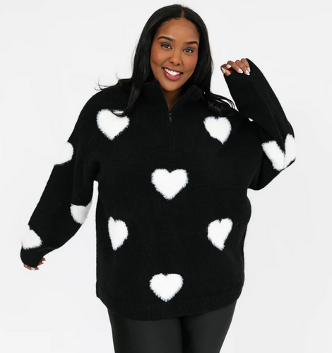 Smash + Tess Galentine's sweater pullover black and white.
