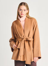 Load image into Gallery viewer, Camel Belted Shawl Collar Coat
