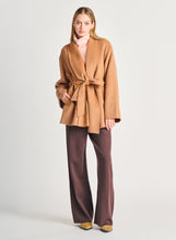 Load image into Gallery viewer, Camel Belted Shawl Collar Coat
