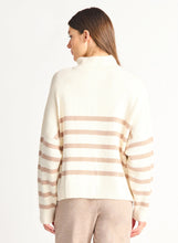 Load image into Gallery viewer, Cream Stripe Half Zip Acorn Home + Apparel
