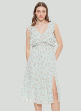 Load image into Gallery viewer, Mint Floral Ruffled Dress
