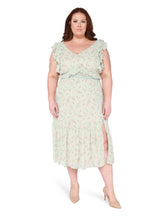 Load image into Gallery viewer, Mint Floral Ruffled Dress
